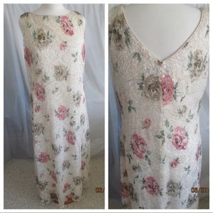 Ronni Nicole Maxi Dress. Cream with Floral Overlay